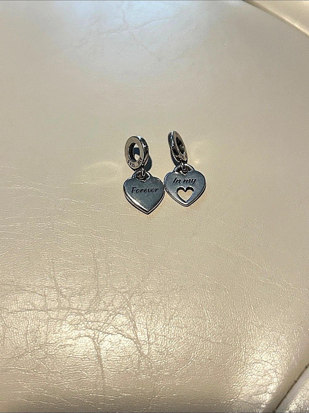 Pandora Double Heart Split Dangle Charm Earrings Silver
